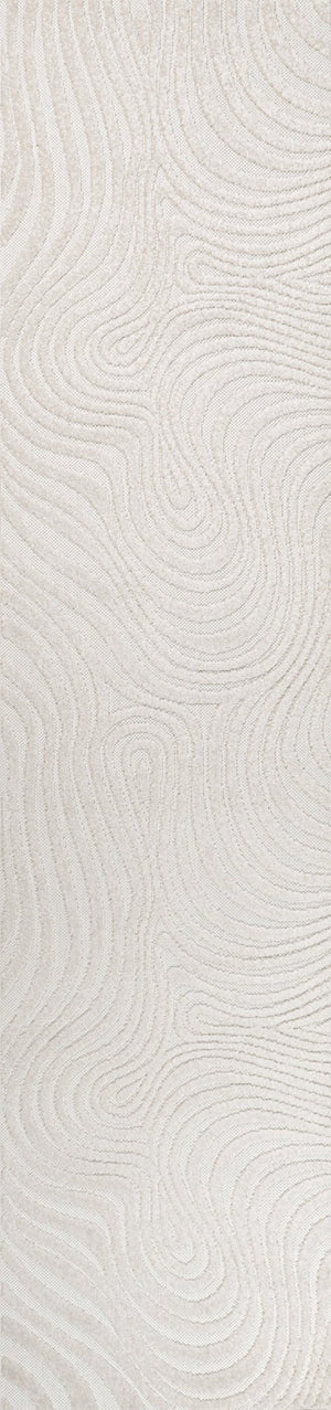 HomeRoots 10' Cream and Ivory Abstract Runner Rug - Versatile Indoor/Outdoor Rug for Hallways & Patios 704085