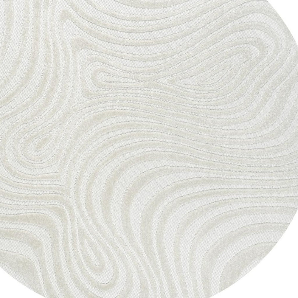 HomeRoots 5' Cream and Ivory Round Abstract Area Rug - Modern Geometric Design for Indoor and Outdoor Spaces 704086