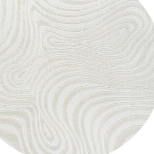 HomeRoots 5' Cream and Ivory Round Abstract Area Rug - Modern Geometric Design for Indoor and Outdoor Spaces 704086