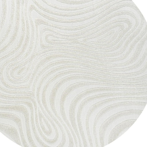 HomeRoots 5' Cream and Ivory Round Abstract Area Rug - Modern Geometric Design for Indoor and Outdoor Spaces 704086