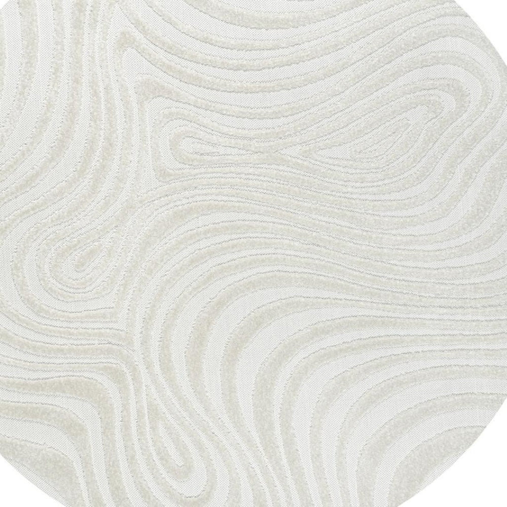 HomeRoots 6' Cream and Ivory Round Abstract Area Rug - Stylish, Durable Design for Indoor & Outdoor Spaces 704089