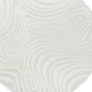 HomeRoots 6' Cream and Ivory Round Abstract Area Rug - Stylish, Durable Design for Indoor & Outdoor Spaces 704089