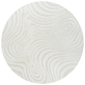 HomeRoots 7' Cream and Ivory Round Abstract Rug - Durable Indoor/Outdoor Design for Modern Spaces & Easy Care 704091