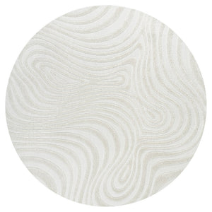 HomeRoots 8' Cream And Ivory Round Area Rug - Modern Abstract Design for Indoor-Outdoor Spaces, Durable Style 704093