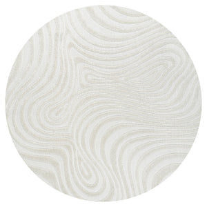 HomeRoots 8' Cream And Ivory Round Area Rug - Modern Abstract Design for Indoor-Outdoor Spaces, Durable Style 704093