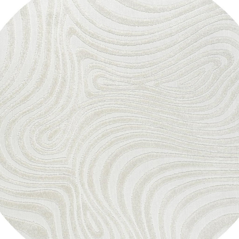 HomeRoots 8' Cream And Ivory Round Area Rug - Modern Abstract Design for Indoor-Outdoor Spaces, Durable Style 704093