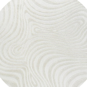 HomeRoots 8' Cream And Ivory Round Area Rug - Modern Abstract Design for Indoor-Outdoor Spaces, Durable Style 704093