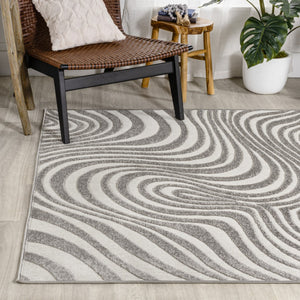 HomeRoots 10' Gray and Ivory Abstract Area Rug - Stylish Indoor/Outdoor Design for Modern Living Spaces 704098