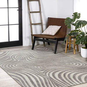 HomeRoots 10' Gray and Ivory Abstract Area Rug - Durable Indoor/Outdoor Design for Modern Spaces and Comfort 704099