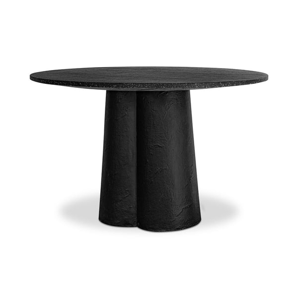 English Elm Mono Round Terrazzo Dining Table Concrete Base Seats 4 Architectural Modern B2769S00011