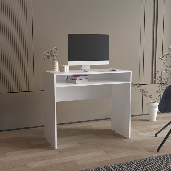 English Elm Computer Desk Sleek Engineered Wood Compact Design with Single Shelf, Durable, Easy Assembly, Eco-Friendly White 40.16 L x 23.23 W x 3.94 H B097P250845