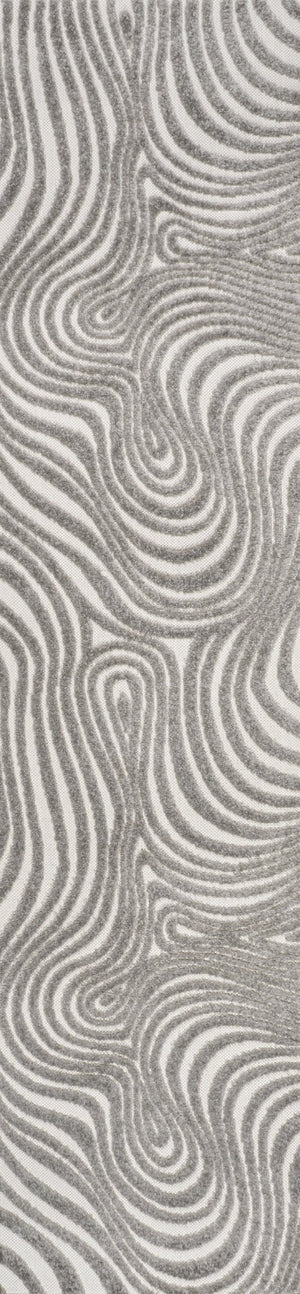 HomeRoots 10' Gray and Ivory Abstract Runner Rug - Stylish, Durable Indoor/Outdoor Pathway Accessory for Any Space 704102
