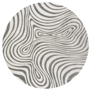 HomeRoots 6' Modern Gray and Ivory Round Abstract Area Rug - Versatile Indoor Outdoor Style for Any Space 704106