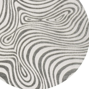 HomeRoots 6' Modern Gray and Ivory Round Abstract Area Rug - Versatile Indoor Outdoor Style for Any Space 704106