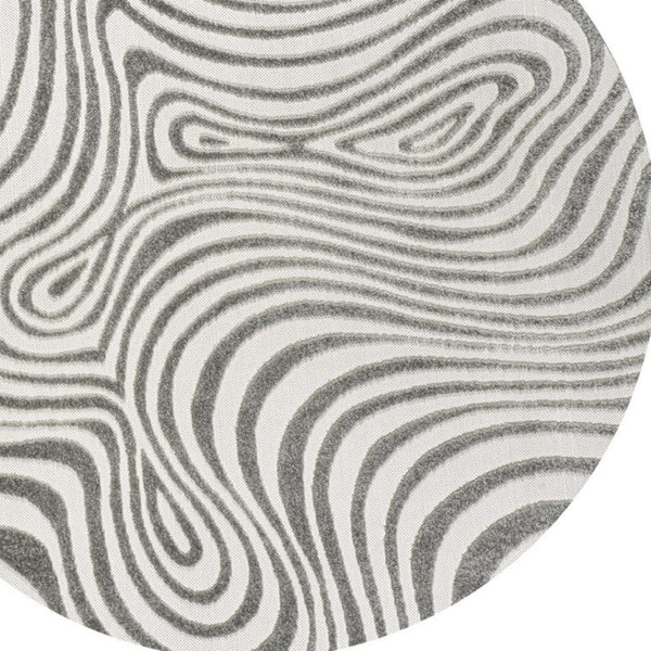 HomeRoots 6' Modern Gray and Ivory Round Abstract Area Rug - Versatile Indoor Outdoor Style for Any Space 704106