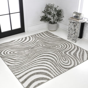 HomeRoots 6' Gray and Ivory Square Abstract Area Rug - Modern Indoor/Outdoor Design for Stylish Spaces 704107