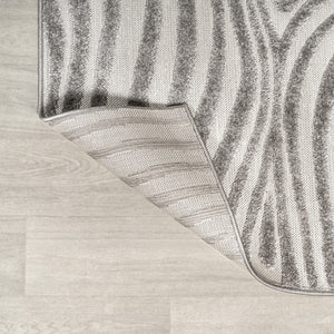 HomeRoots 6' Gray and Ivory Square Abstract Area Rug - Modern Indoor/Outdoor Design for Stylish Spaces 704107