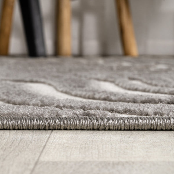 HomeRoots 6' Gray and Ivory Square Abstract Area Rug - Modern Indoor/Outdoor Design for Stylish Spaces 704107
