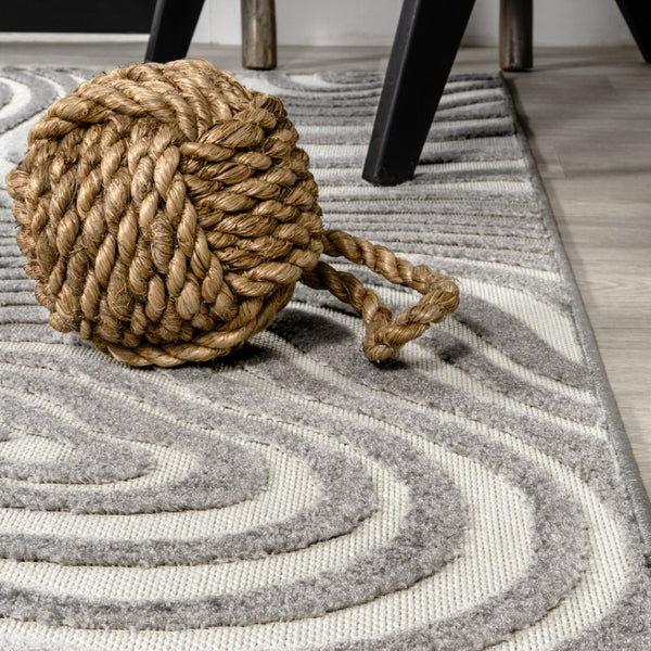 HomeRoots 6' Gray and Ivory Square Abstract Area Rug - Modern Indoor/Outdoor Design for Stylish Spaces 704107