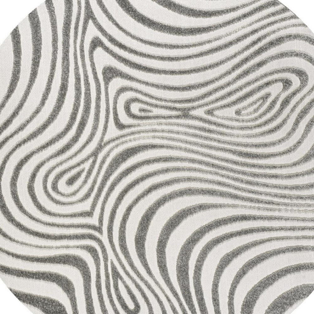 HomeRoots 7' Gray and Ivory Round Abstract Area Rug - Modern Indoor/Outdoor Design for Versatile Spaces 704108