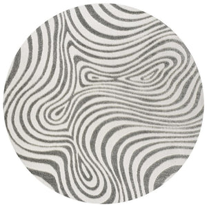 HomeRoots 9' Gray and Ivory Round Abstract Area Rug for Indoor/Outdoor - Stylish, Durable, and Easy Care! 704113