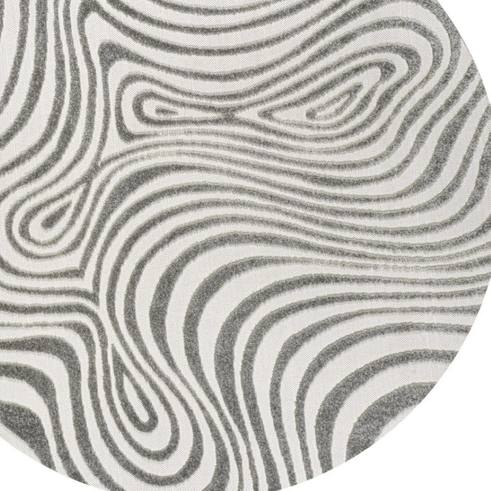 HomeRoots 9' Gray and Ivory Round Abstract Area Rug for Indoor/Outdoor - Stylish, Durable, and Easy Care! 704113