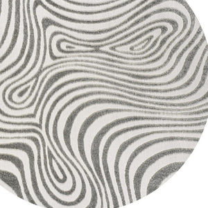 HomeRoots 9' Gray and Ivory Round Abstract Area Rug for Indoor/Outdoor - Stylish, Durable, and Easy Care! 704113