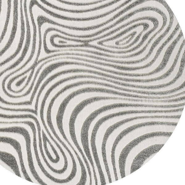 HomeRoots 9' Gray and Ivory Round Abstract Area Rug for Indoor/Outdoor - Stylish, Durable, and Easy Care! 704113