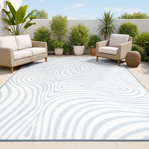 HomeRoots 12' X 15' Light Blue Ivory Abstract Area Rug - Stylish Indoor/Outdoor Design, Durable & Easy Care 704117