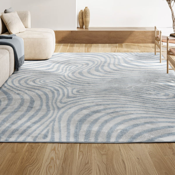 HomeRoots 12' X 15' Light Blue Ivory Abstract Area Rug - Stylish Indoor/Outdoor Design, Durable & Easy Care 704117