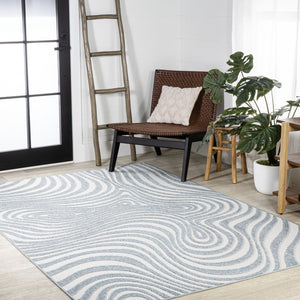 HomeRoots 12' X 15' Light Blue Ivory Abstract Area Rug - Stylish Indoor/Outdoor Design, Durable & Easy Care 704117