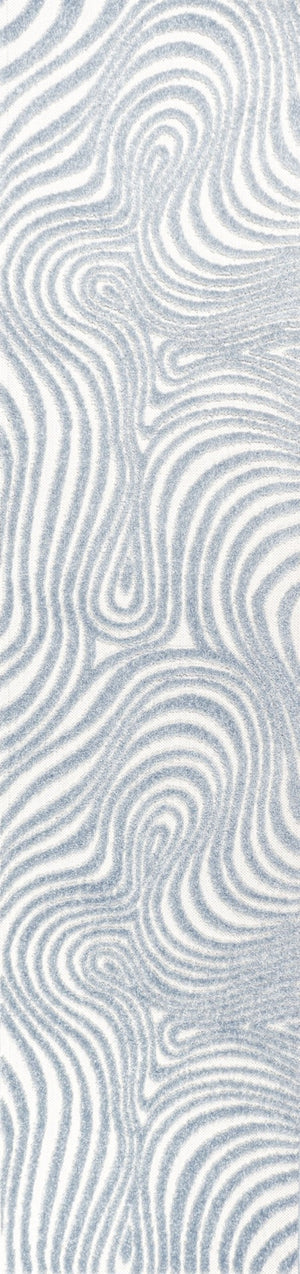 HomeRoots 10' Light Blue and Ivory Abstract Runner Rug – Stylish Indoor/Outdoor Design for Coastal Elegance 704119