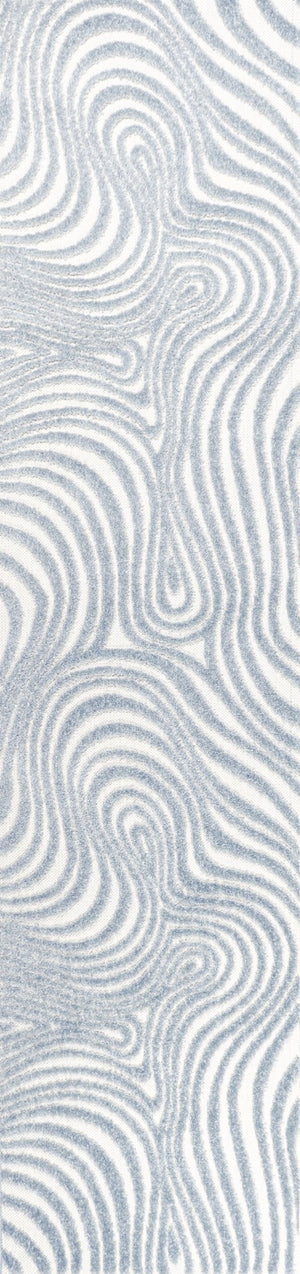 HomeRoots 10' Light Blue and Ivory Abstract Runner Rug – Stylish Indoor/Outdoor Design for Coastal Elegance 704119