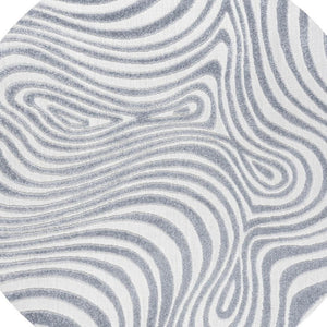 HomeRoots 5' Light Blue & Ivory Round Abstract Area Rug - Modern Geometric Design for Indoor/Outdoor Spaces 704120