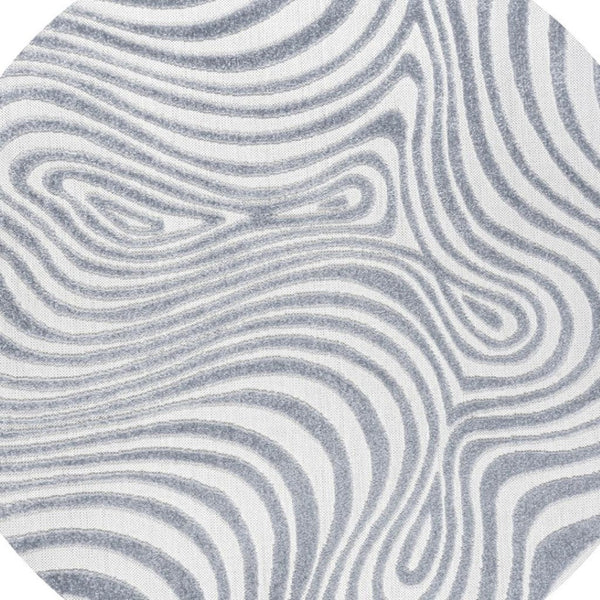 HomeRoots 5' Light Blue & Ivory Round Abstract Area Rug - Modern Geometric Design for Indoor/Outdoor Spaces 704120