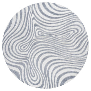 HomeRoots 6' Light Blue Ivory Round Abstract Rug - Modern Geometric Design for Indoor Outdoor Spaces, Easy Care 704123