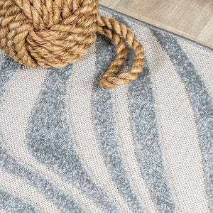 HomeRoots 6' Light Blue and Ivory Square Abstract Area Rug – Stylish Indoor/Outdoor Geometric Design for Any Space 704124