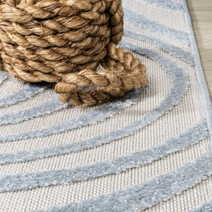HomeRoots 6' Light Blue and Ivory Square Abstract Area Rug – Stylish Indoor/Outdoor Geometric Design for Any Space 704124