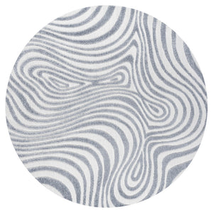 HomeRoots 7' Stylish Light Blue & Ivory Round Abstract Rug for Indoor/Outdoor Spaces - Easy Care & Durable Design 704125