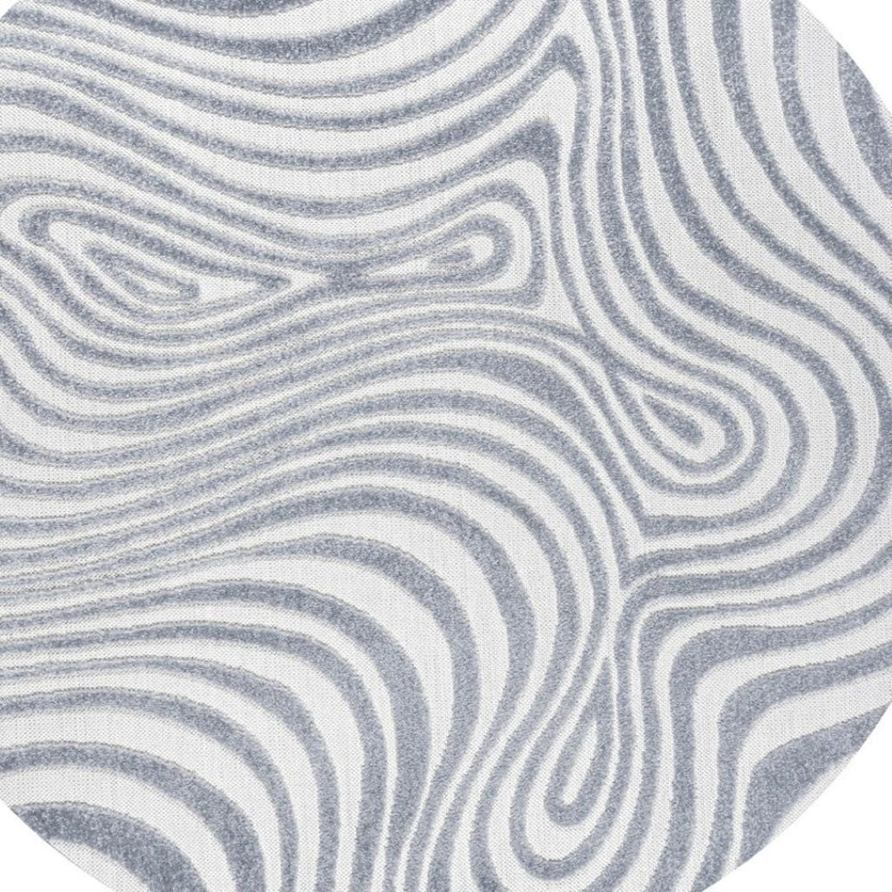 HomeRoots 7' Stylish Light Blue & Ivory Round Abstract Rug for Indoor/Outdoor Spaces - Easy Care & Durable Design 704125