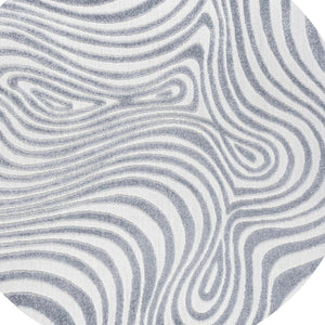 HomeRoots 7' Stylish Light Blue & Ivory Round Abstract Rug for Indoor/Outdoor Spaces - Easy Care & Durable Design 704125