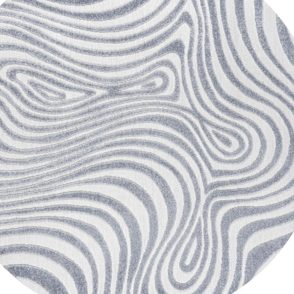 HomeRoots 7' Stylish Light Blue & Ivory Round Abstract Rug for Indoor/Outdoor Spaces - Easy Care & Durable Design 704125