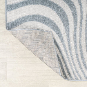 HomeRoots 8' Light Blue and Ivory Round Abstract Area Rug - Modern Indoor/Outdoor Design for Elegance & Durability 704127