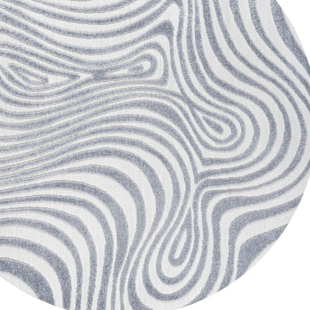 HomeRoots 8' Light Blue and Ivory Round Abstract Area Rug - Modern Indoor/Outdoor Design for Elegance & Durability 704127