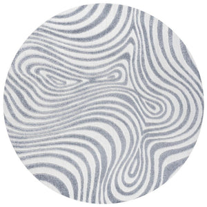 HomeRoots 8' Light Blue and Ivory Round Abstract Area Rug - Modern Indoor/Outdoor Design for Elegance & Durability 704127