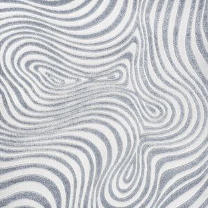 8 Ft Square Abstract Power Loomed Indoor Outdoor Rug in Light Blue Ivory