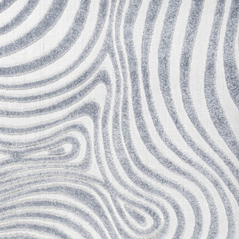 HomeRoots 8 Ft Square Abstract Power Loomed Indoor Outdoor Rug in Light Blue Ivory 704128