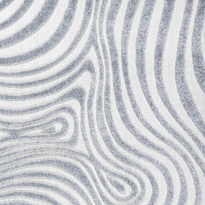 8 Ft Square Abstract Power Loomed Indoor Outdoor Rug in Light Blue Ivory