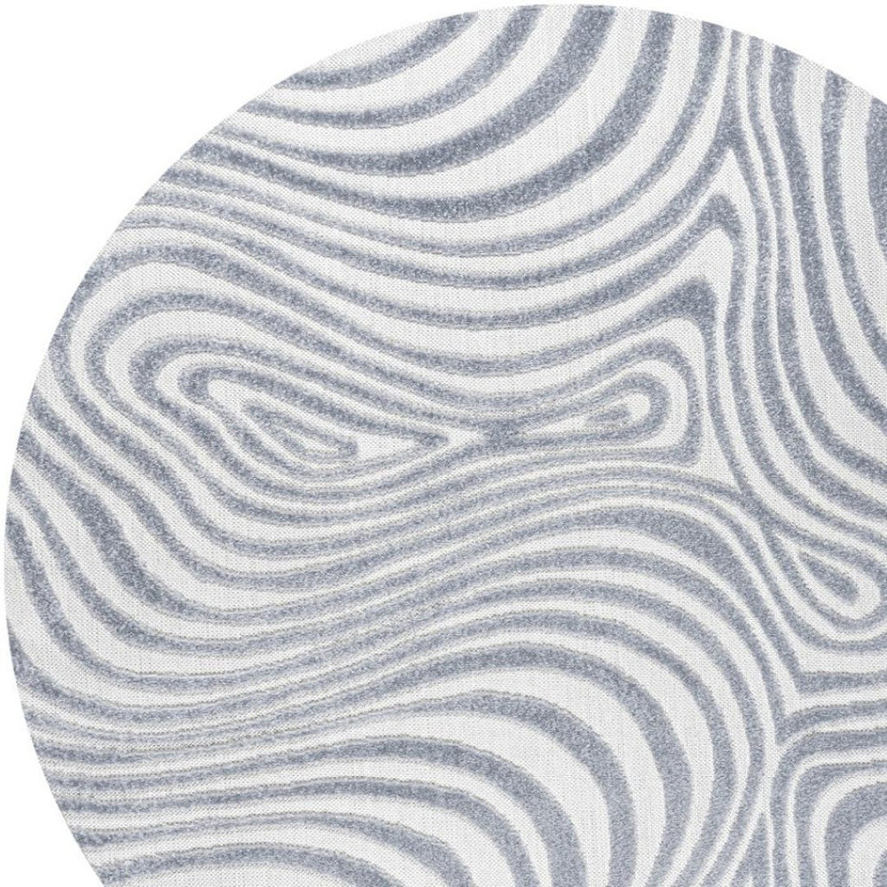 HomeRoots 9' Light Blue and Ivory Round Abstract Area Rug – Stylish, Weather-Resistant Design for Indoor & Outdoor Use 704130