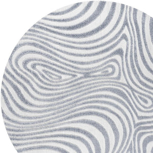 HomeRoots 9' Light Blue and Ivory Round Abstract Area Rug – Stylish, Weather-Resistant Design for Indoor & Outdoor Use 704130
